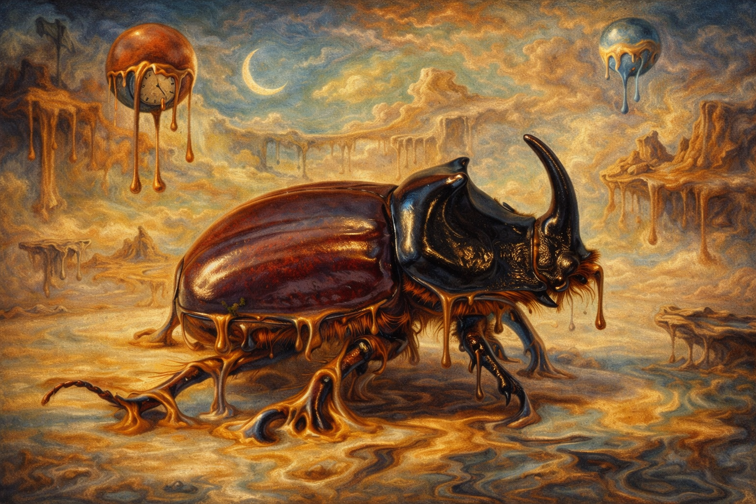 Sarvikuonokas surrealistisessa maailmassa